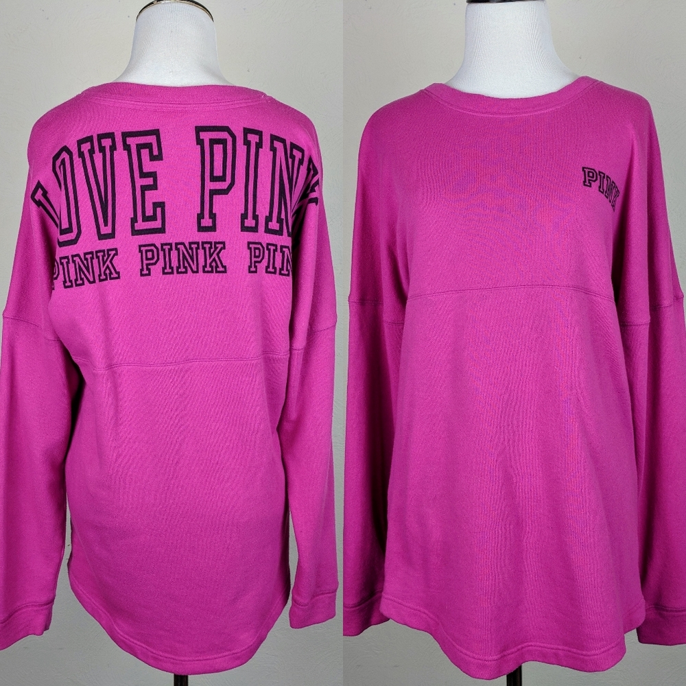 VS PINK Sweatshirt Top Love Long Sleeve Athleisure Streetwear Oversized Boho